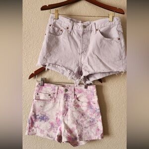Trendy Women's Tie-Dye and Purple Jean Shorts